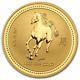 2002 Australia 1oz Gold Lunar Year Of The Horse $100, Gem In Capsule