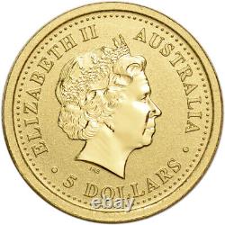 2002 Australia Gold Lunar Series I Year of the Horse 1/20 oz $5 BU