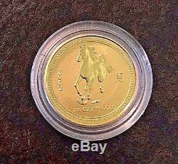2002 Australian 1/10 Oz. 9999 Gold Coin Lunar Year Of The Horse, Uncirculated