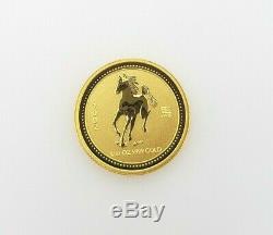 2002 Horse Australian Lunar Series Coin 1/10oz 15 Dollar Fine Gold Pre-owned