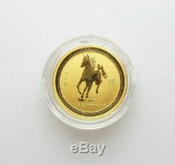2002 Horse Australian Lunar Series Coin 1/10oz 15 Dollar Fine Gold Pre-owned