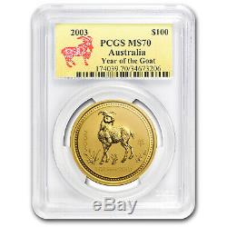 2003 1 oz Gold Lunar Year of the Goat MS-70 PCGS (Series I) SKU#161190