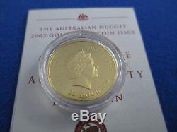 2003 $25 AUSTRALIAN NUGGET 1/4oz GOLD PROOF ISSUE COIN. A BEAUTY