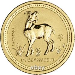 2003 Australia Gold Lunar Series I Year of the Goat 1/4 oz $25 BU