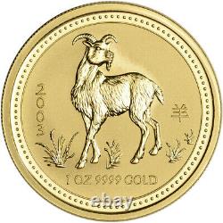 2003 Australia Gold Lunar Series I Year of the Goat 1 oz $100 BU