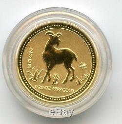 2003 Australia Lunar Goat $5 1/20 Oz. GEM BU Sealed. 9999 Perth Mint Series I