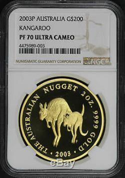 2003-P Australia $200 Gold 2 oz Kangaroo NGC PF-70 Ultra Cameo Pop 5