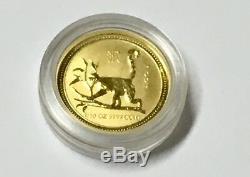 2004 Australia Year Of The Lunar Monkey 1/10 Oz. 9999 Gold Coin