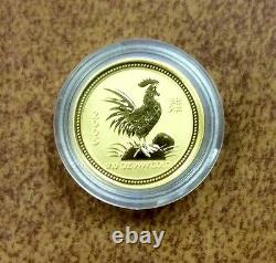 2005 AUSTRALIA $15 1/10oz GOLD Chinese LUNAR New year ROOSTER COIN in capsule