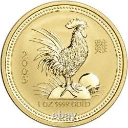 2005 Australia Gold Lunar Series I Year of the Rooster 1 oz $100 BU