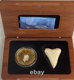 2005 Cook Islands, Great White Shark 1.5 Ozs 999 Gold/silver Coin/tooth-box/coa
