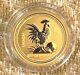 2005 Rooster 1/20 Oz Gold Lunar Series 1 Coin Australia $5 Bu In Mint Capsule