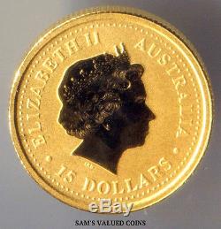 2006 Australian 15 Dollars Lunar Year of the Dog Gold Coin 1/10 OZ. 9999 Gold