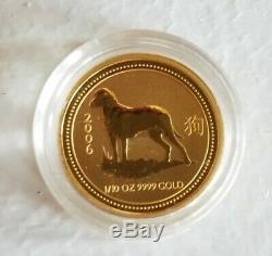 2006 Lunar Series Year Of The Dog 1/10 oz. 999 Gold Australian Perth Mint