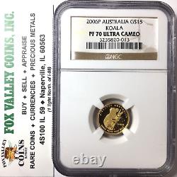 2006-p Australia 1/10 Oz Proof Gold Koala Coin. Ngc Pf70 Ultra-cameo Only 2,500