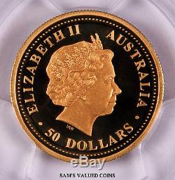 2006-p Discover Australia $50 Gold Grey Kangaroo Pcgs Pr70dcam 1/2 Oz Gold