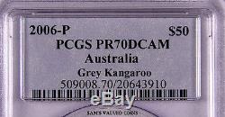 2006-p Discover Australia $50 Gold Grey Kangaroo Pcgs Pr70dcam 1/2 Oz Gold