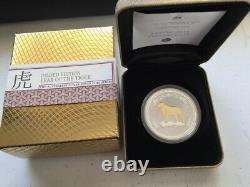 2007 2010 Australian Lunar Series I Year TIGER 1oz Silver Gilded Proof Coin
