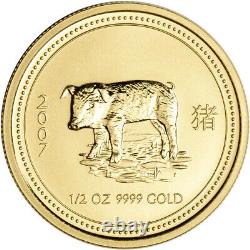 2007 Australia Gold Lunar Series I Year of the Pig 1/2 oz $50 BU