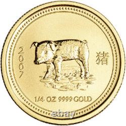 2007 Australia Gold Lunar Series I Year of the Pig 1/4 oz $25 BU
