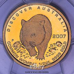 2007-p Discover Australia $50 Common Wombat Pcgs Pr68dcam 1/2 Oz Gold