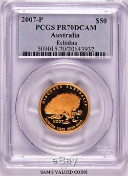 2007-p Discover Australia $50 Echidna Pcgs Pr70dcam 1/2 Oz Gold