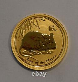 2008 $25 Australian Gold Lunar. 1/4 OZ YEAR OF THE MOUSE. BU Lunar Series II