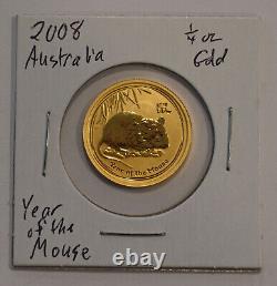 2008 $25 Australian Gold Lunar. 1/4 OZ YEAR OF THE MOUSE. BU Lunar Series II