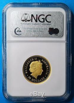 2008 $50 Australia Dolphin, NGC PF70 Ultra Cameo, 1/2 OZ Gold, 1 of First 350