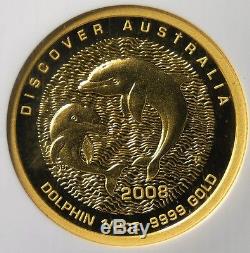 2008 $50 Australia Dolphin, NGC PF70 Ultra Cameo, 1/2 OZ Gold, 1 of First 350