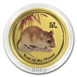 2008 Australia 1/10 oz Gold Lunar Mouse BU (SII, Colorized) SKU #56491