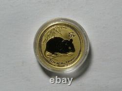 2008 Australia $5 Lunar Year of the Mouse 1/20 oz. 999 Fine Gold