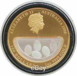 2008 Australia Treasures of Australia Opal $100 Gold Proof 1oz Coin Box Coa