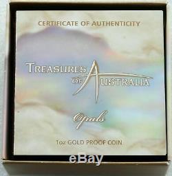 2008 Australia Treasures of Australia Opal $100 Gold Proof 1oz Coin Box Coa
