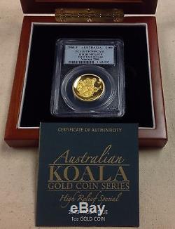 2008-P Australia $100 Koala High Relief 1oz Proof Gold Coin PCGS PR70DCAM