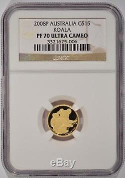 2008-P Australia 1/10th oz $15.9999 Fine Gold Koala NGC PF70 UCAM 3321625-006