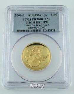 2008-P G$100 Australia Koala Graded PR70DCAM High Relief by PCGS! Low Mintage