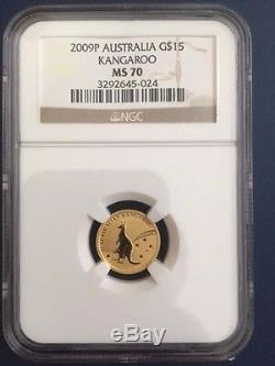 2009 AUSTRALIA 1.9 OZ GOLD KANGAROO 5 COINS PRESTIGE SET NGC MS70. Box+COA+Medal