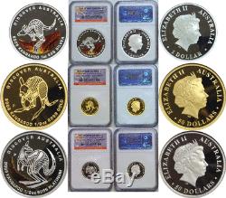 2009 Australia 3 Coin Set Dreaming Kangaroo Gold/Platinum/Silver NGC PF70 #019