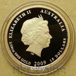 2009 Australia Lunar II Year of the Ox $15 1/10 Oz Gold Proof Coin ULTRA RARE