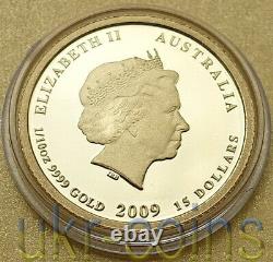2009 Australia Lunar II Year of the Ox $15 1/10 Oz Gold Proof Coin ULTRA RARE