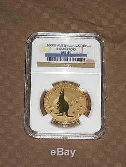 2009 NGC Graded MS-69 1 Ounce. 9999 Fine Gold Australian $100 Kangaroo Coin