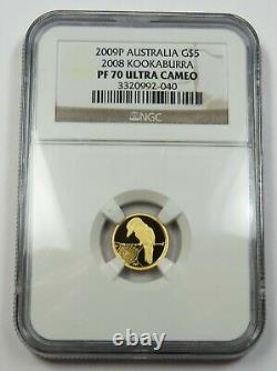 2009-P (2008) NGC PF70 UCAM Gold Kookaburra 1/20th oz AUSTRALIA $5 Coin 32171A