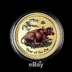 2009-p $25 Perth Australian 1/4 Oz Gold Lunar Year Of The Ox Colorized Bullion