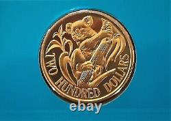 $200 1986 UNCIRCULATED AUSTRALIAN KOALA 22 CARET GOLD COIN 10gm / Diameter 24mm