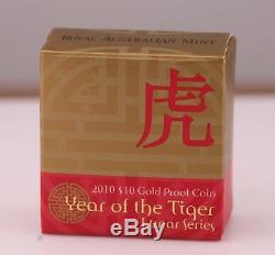 2010 $10 Gold Proof Coin Year of the Tiger Lunar Series Royal Australian Mint