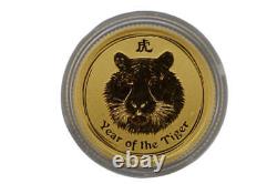 2010 1/10oz 9999 Gold Lunar Year of The Tiger $15 Unc Coin