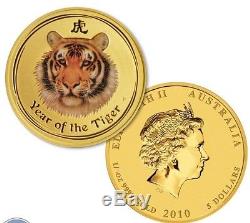 2010 1/20 oz Gold Australian Perth Mint Lunar Colorized Year of the Tiger Coin