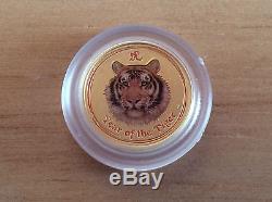 2010 1/20 oz Gold Australian Perth Mint Lunar Colorized Year of the Tiger Coin