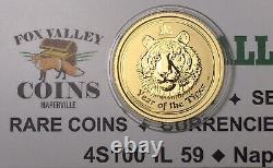 2010 AUSTRALIA $15 LUNAR II YEAR OF THE TIGER 1/10 Oz GOLD BU COIN. VERY RARE